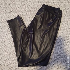 Black faux leather leggings 3X